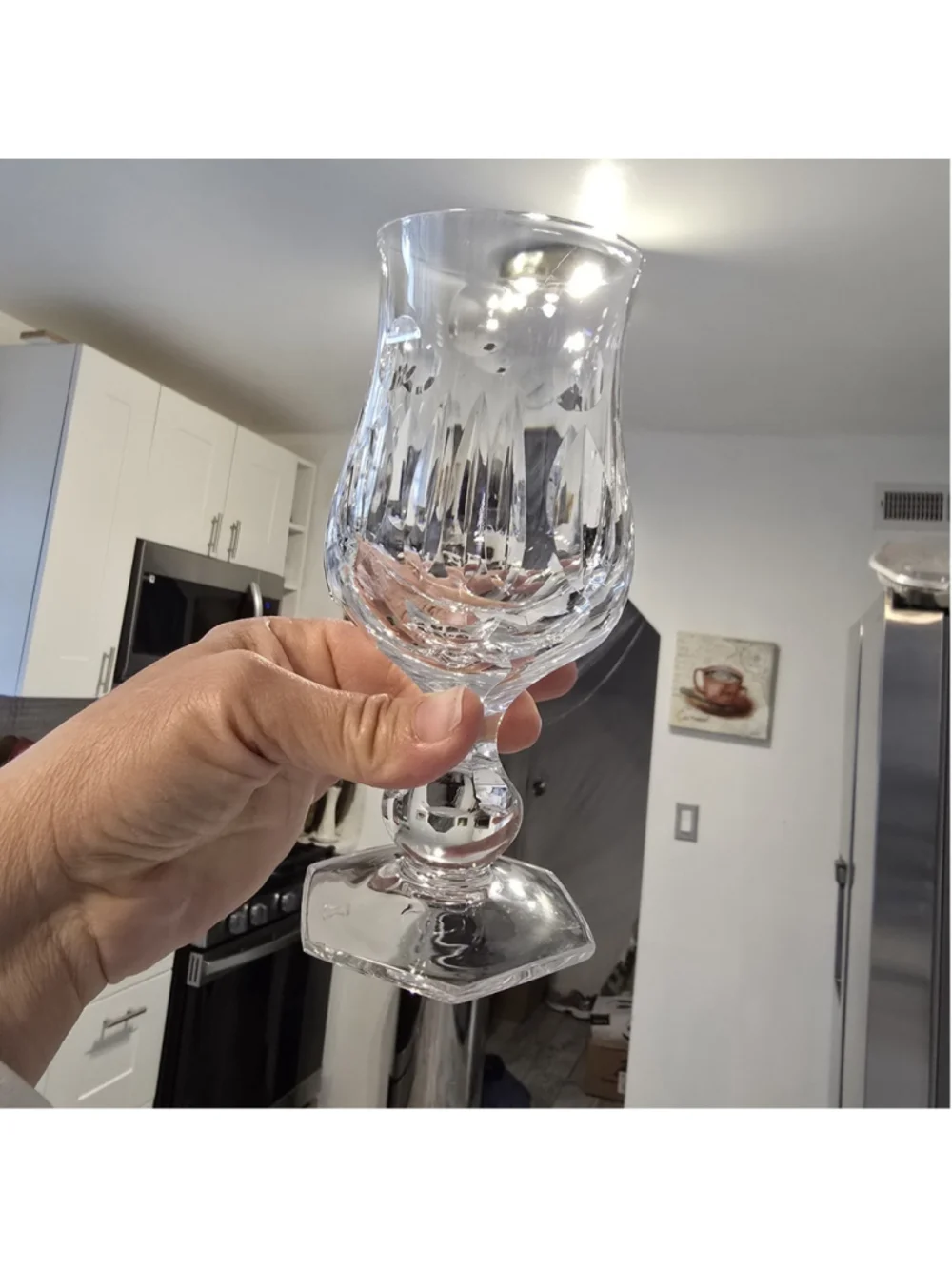 Vintage Mozart Heavy Cut Crystal Cordial Hexagonal Base Faceted Goblets 2 pc Set